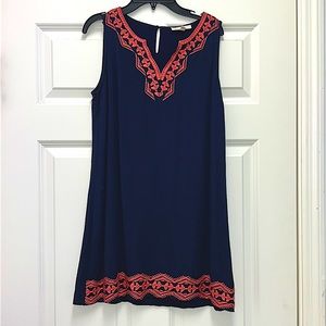 Skies Are Blue Dress Sz SP. Navy and Coral